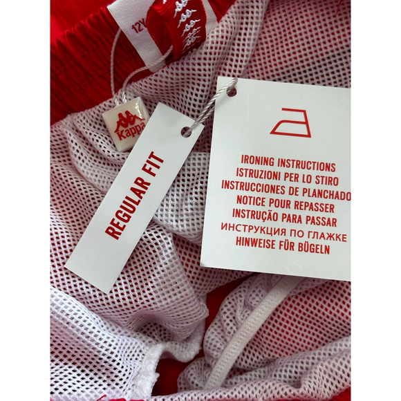 Kappa Boys Swim Trunks Red Colorblock Elastic Waist Lined Mesh Pocket 12 New - Picture 7 of 10